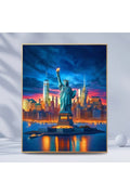 New York Özgürlük Heykeli Elmas Boyama Seti | 30x40cm Yuvarlak Taşlı İkonik DIY Hobi Kiti-Elmas Boyama Setleri