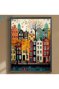 Amsterdam Kanalı Temalı 5D Elmas Mozaik Tablo Seti - 30x40 cm Full Drill DIY Hobi Kitleri