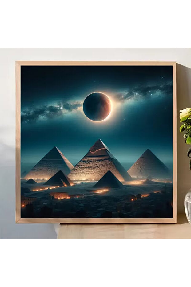 Mısır Piramitleri Samanyolu Elmas Boyama Seti | 30x30cm Yuvarlak Taşlı Antik Gece DIY Hobi Kiti