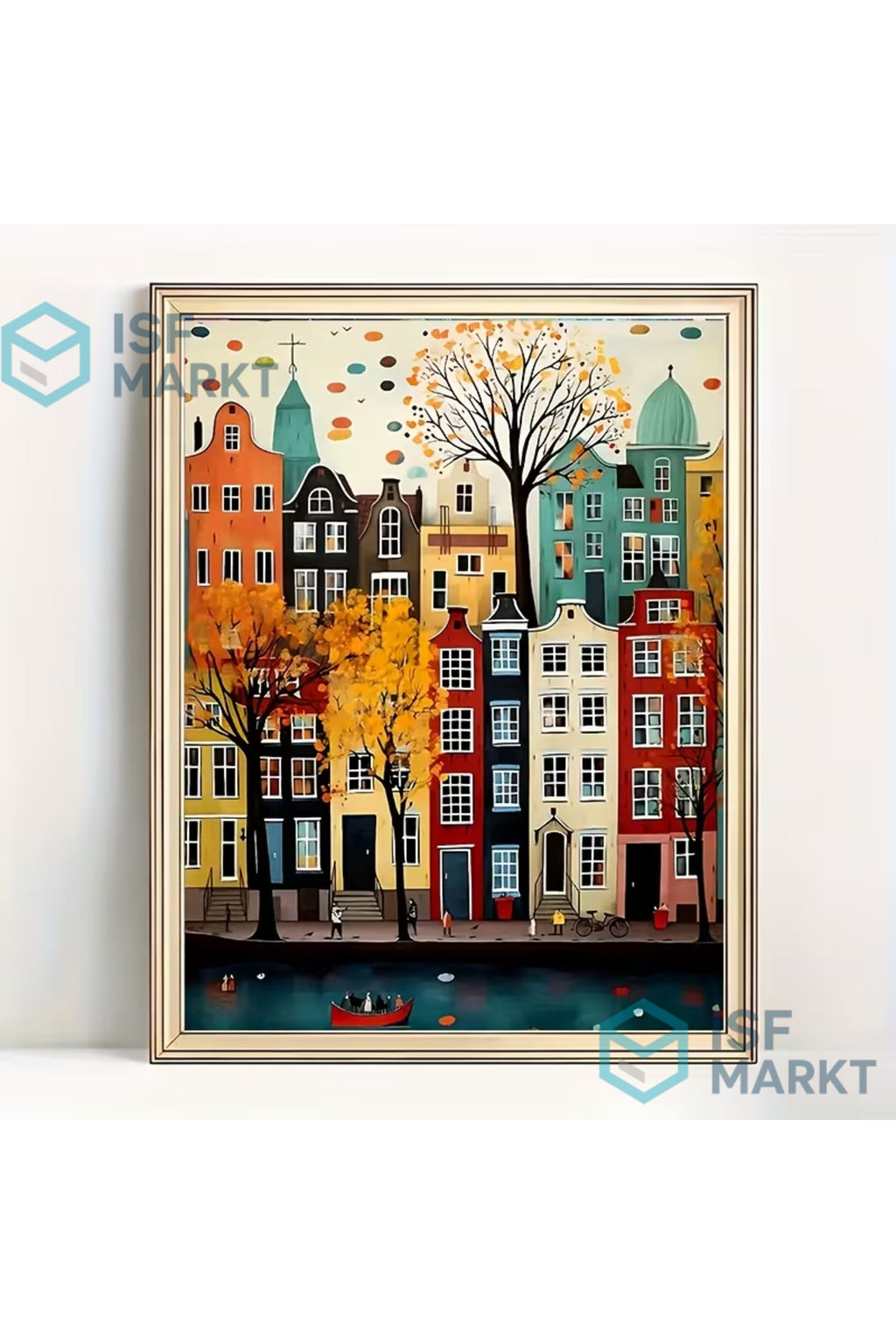 Amsterdam Kanalı Temalı 5D Elmas Mozaik Tablo Seti - 30x40 cm Full Drill DIY Hobi Kitleri