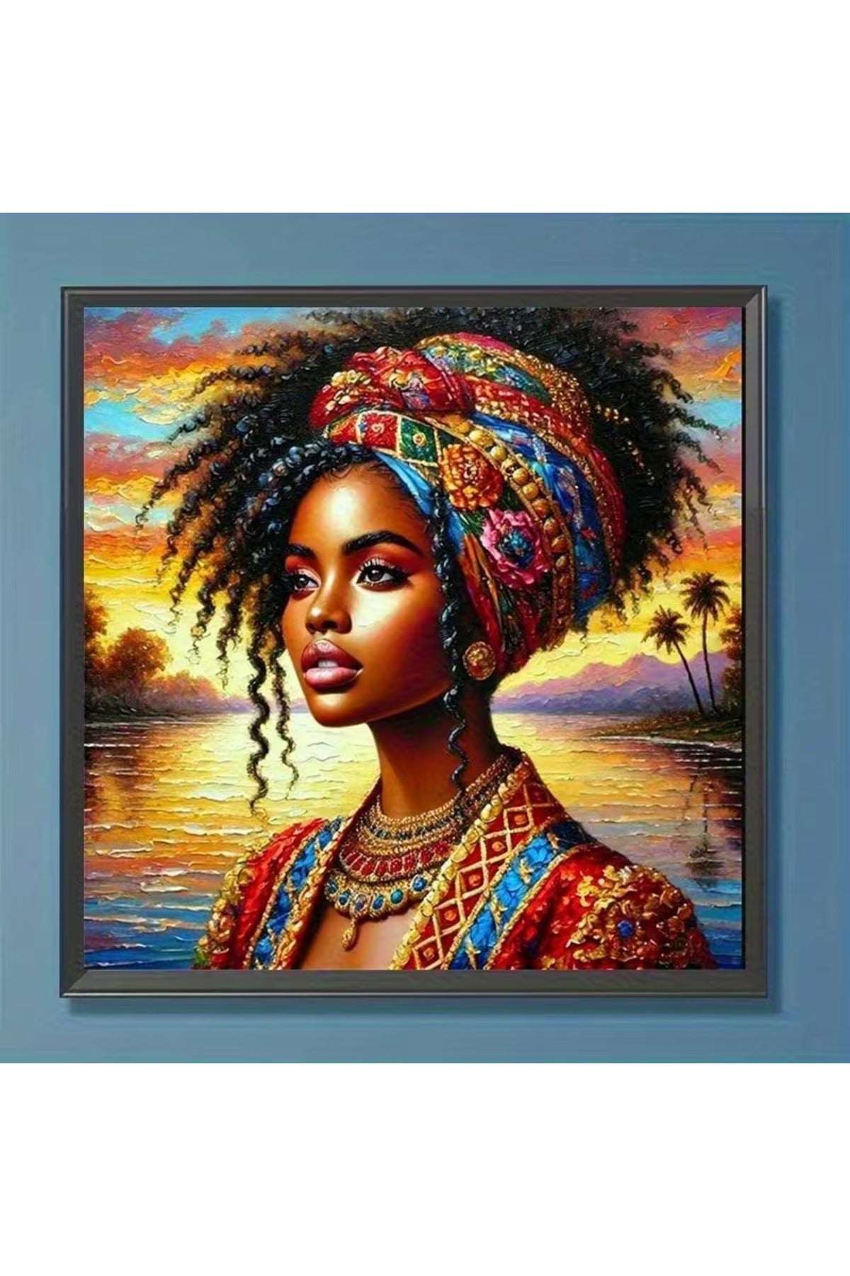 Zarif Afrika Kadını Portresi 5D Elmas Boyama Seti (30x30 cm)