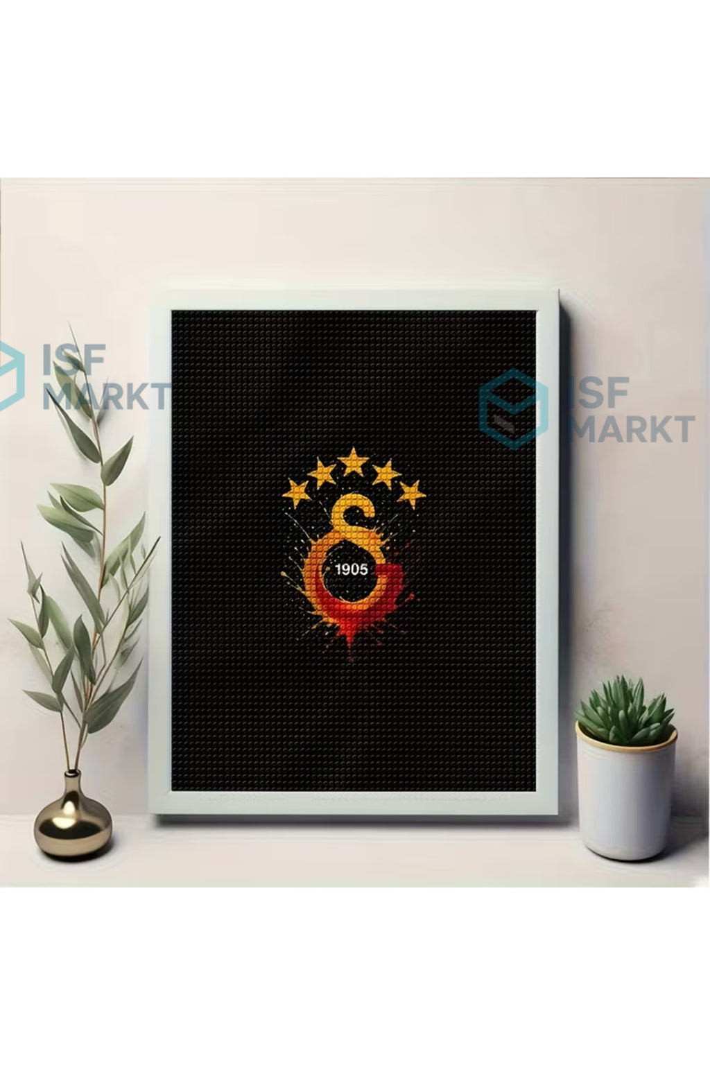 Sarı Kırmızı Aslan 5D Elmas Boyama Seti (30x30 cm) | DIY Kit