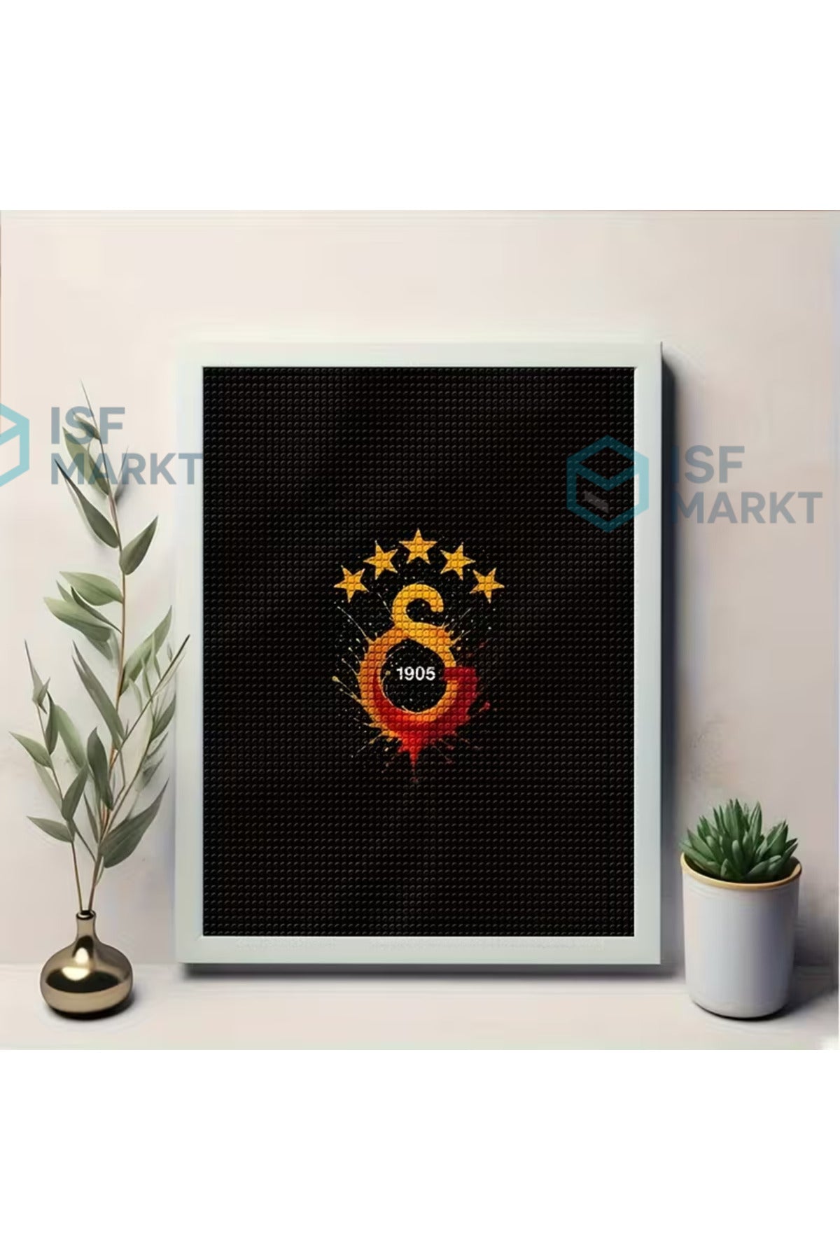 Sarı Kırmızı Aslan 5D Elmas Boyama Seti (30x30 cm) | DIY Kit