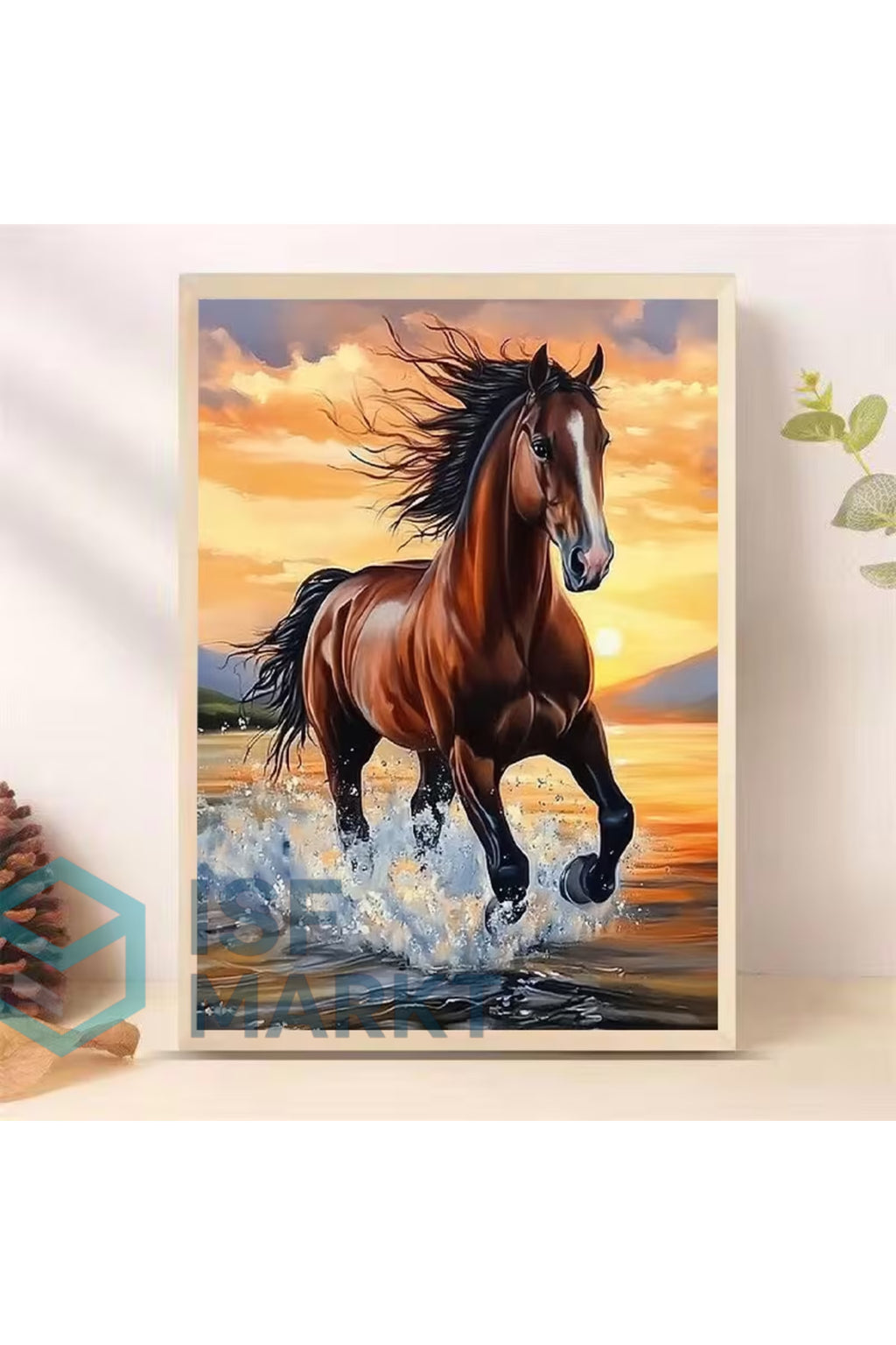 Asil At Portresi Elmas Boyama Seti | 30x40cm Yuvarlak Taşlı Özgürlük DIY Hobi Kiti