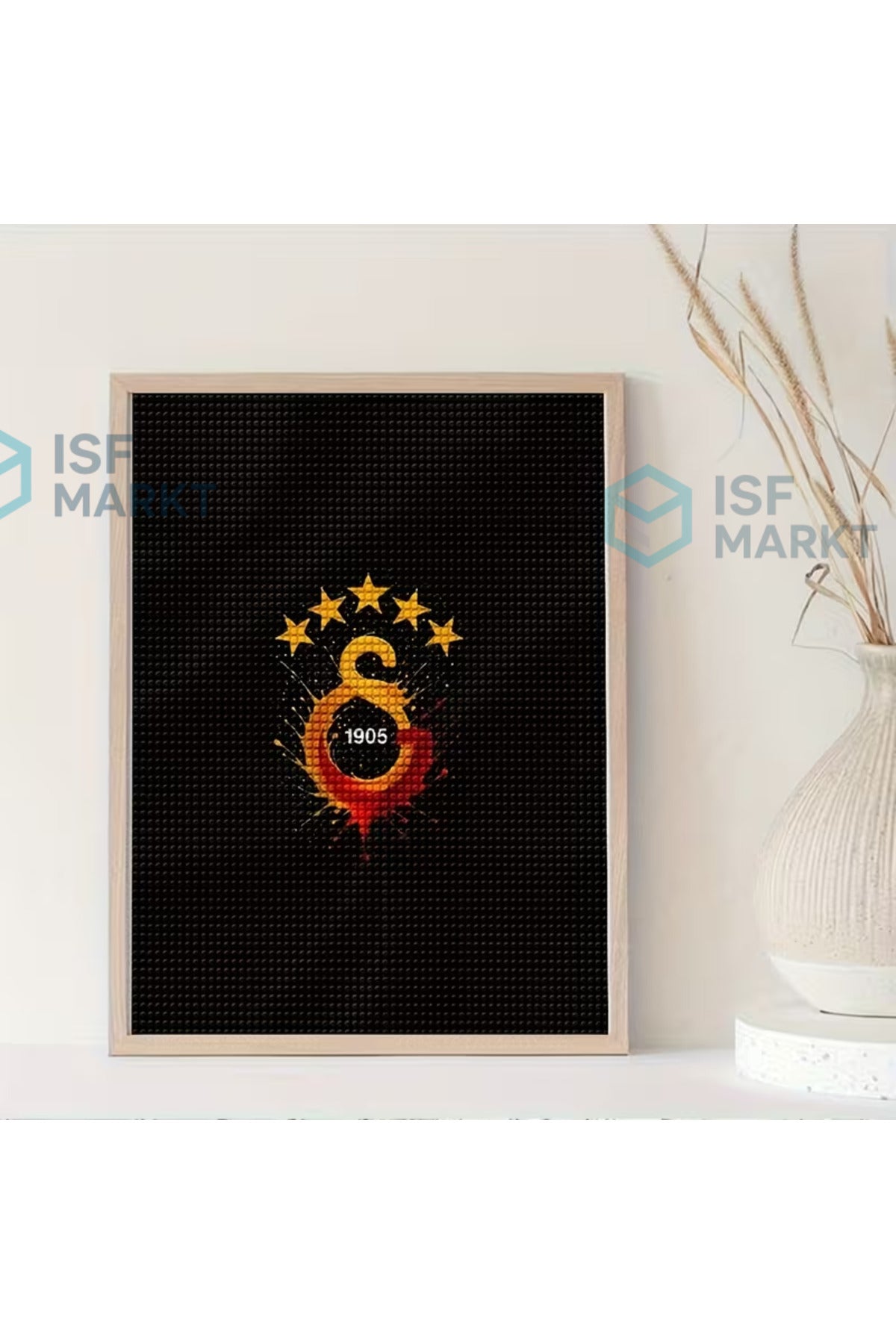 Sarı Kırmızı Aslan 5D Elmas Boyama Seti (30x30 cm) | DIY Kit