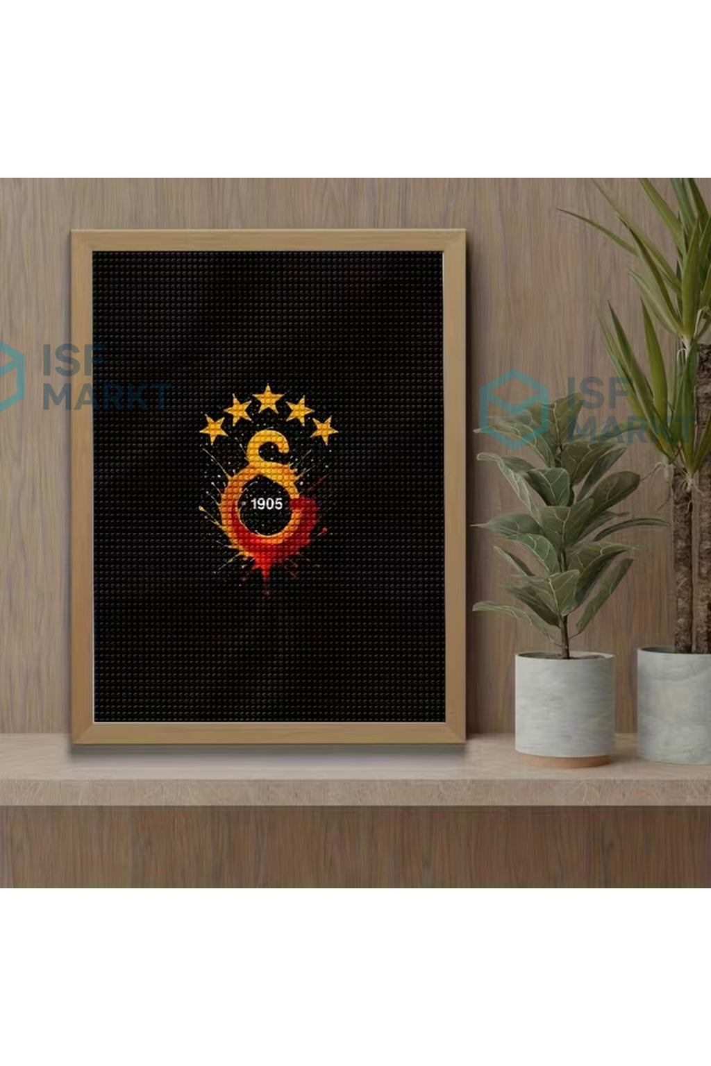 Sarı Kırmızı Aslan 5D Elmas Boyama Seti (30x30 cm) | DIY Kit