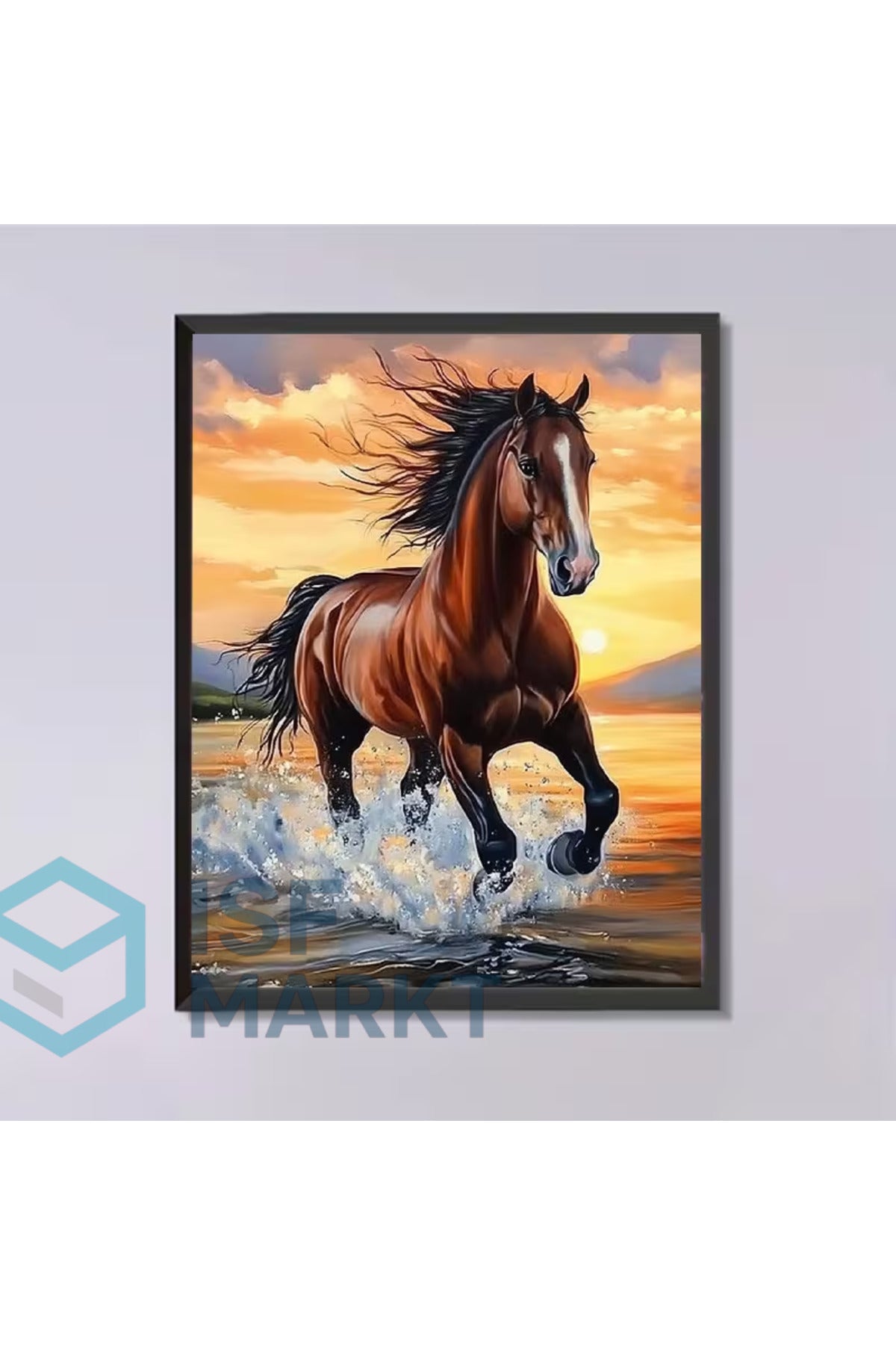 Asil At Portresi Elmas Boyama Seti | 30x40cm Yuvarlak Taşlı Özgürlük DIY Hobi Kiti